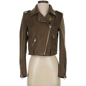 Suede Crop Biker Jacket